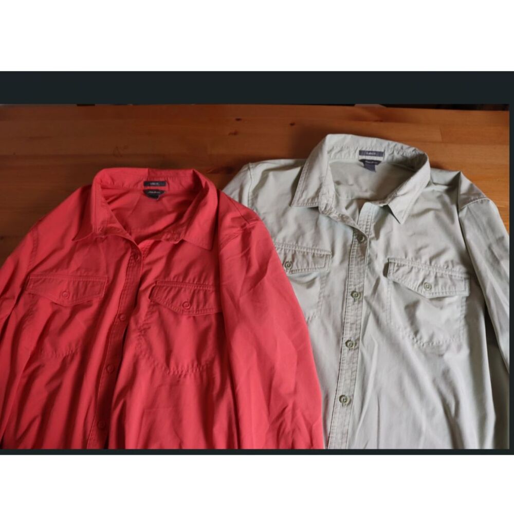 Eddie Bauer Womens Shirt Lot 2 Pack XL Button Up Stretch